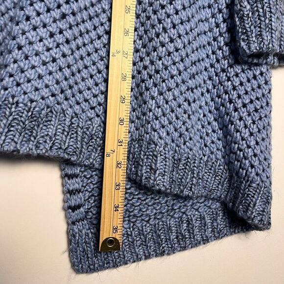 Roamans Chunky Knit Long Cardigan Womens 14/16 Blue Marled Sweater Open Front - Picture 5 of 7